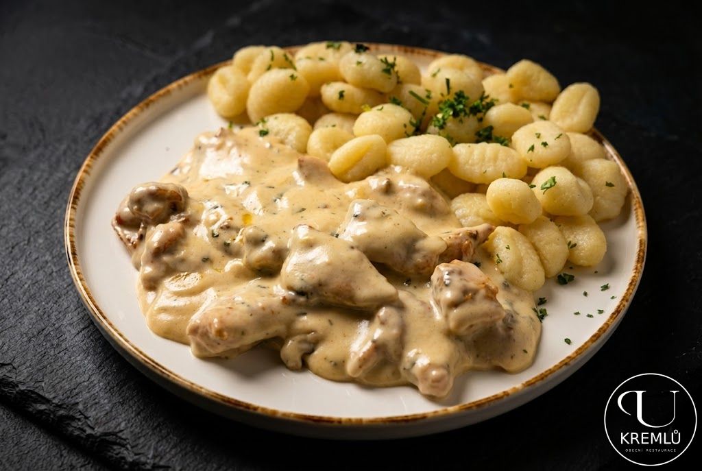 250g Gnocchi se sýrovou omáčkou a kuřecím masem